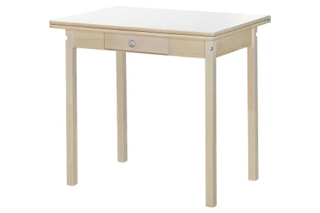 Кухонный стол раскладной ПН деревянный бежевый/цемент светлый фото