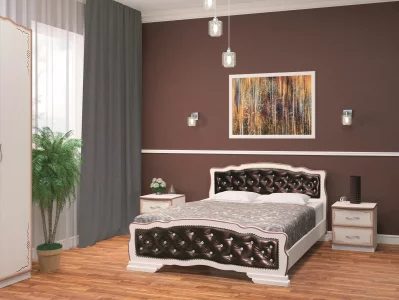 купить кровать карина-10 (комплект) 1400х2000, цвет дуб молочный (темный), кровать двойная в Санкт-Петербурге