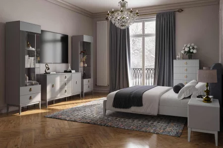 ФАРГО Тумба-бар 4дв.-2ящ.(Антрацит) 4 ДВЕРИ+2 ЯЩИКА, ЛДСП Серый шифер/Лак Антрацит фото 6