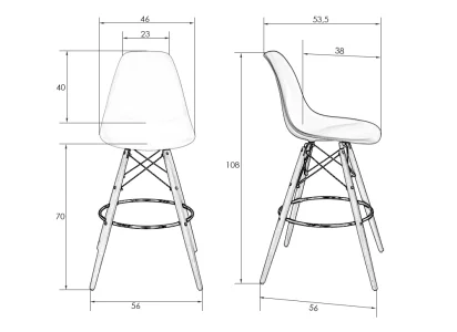 Стул барный DOBRIN DSW BAR, ножки светлый бук, цвет сиденья чёрный (B-03) фото 7