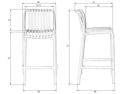 Стул полубарный DOBRIN CHLOE, белый фото 20