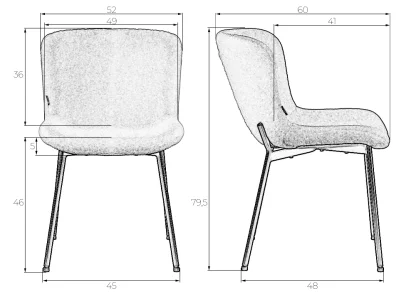 Стул обеденный DOBRIN MILO, черные ножки, черный букле (UF992-12) фото 9