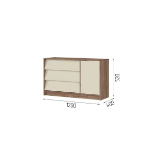 РЕЙН КМ 01 Комод 1200 (1200х720х400) Фасад КАШЕМИР/Корпус ДУБ КРАФТ ТАБАЧНЫЙ Санкт-Петербург
