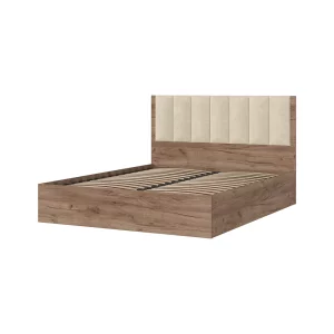 купить рейн кр 01 кровать 1.4х2.0 (1440х1110х2052) велюр бежевый/корпус дуб крафт табачный в Санкт-Петербурге