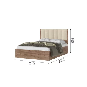 РЕЙН КР 01 Кровать 1.4х2.0 (1440х1110х2052) Велюр БЕЖЕВЫЙ/Корпус ДУБ КРАФТ ТАБАЧНЫЙ Санкт-Петербург