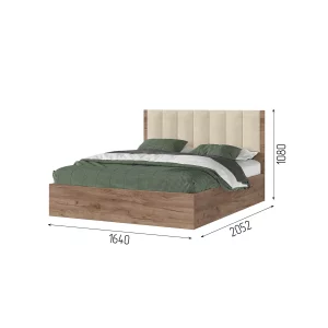 РЕЙН КР 02 Кровать 1.6х2.0 (1640х1110х2052) Велюр БЕЖЕВЫЙ/Корпус ДУБ КРАФТ ТАБАЧНЫЙ Санкт-Петербург