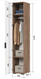 купить соната шк 01 шкаф 400 (400х2100х460) фасад мдф моно керамика/корпус дуб крафт табачный в Санкт-Петербурге