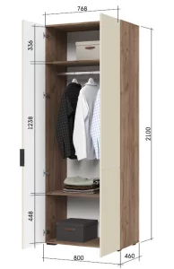 купить соната шк 02 шкаф 2-х створчатый (800х2100х460) фасад мдф моно керамика/корпус дуб крафт табачный в Санкт-Петербурге
