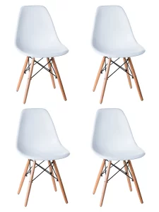 Набор 4 шт Стул обеденный DOBRIN DSW, ножки светлый бук, цвет белый (W-02)