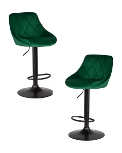 Набор 2 шт Стул барный DOBRIN LOGAN BLACK, зеленый велюр (MJ9-88)