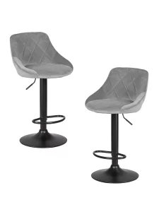Набор 2 шт Стул барный DOBRIN LOGAN BLACK, серый велюр (MJ9-75)