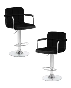 Набор 2 шт Стул барный DOBRIN KRUGER ARM, черный велюр (MJ9-101)