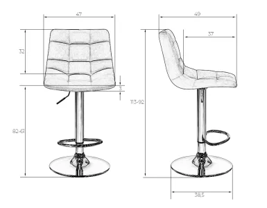 Набор 2 шт Стул барный DOBRIN TAILOR, черный велюр (MJ9-101) фото 9