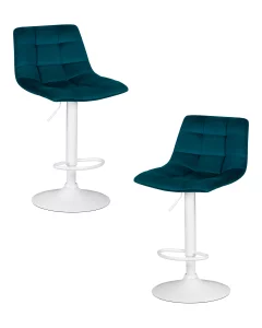 Набор 2 шт Стул барный DOBRIN TAILOR WHITE, морской волны велюр (MJ9-99)