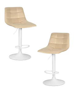 Набор 2 шт Стул барный DOBRIN TAILOR WHITE, бежевый велюр (MJ9-10)