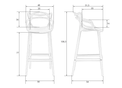 Набор 4 шт Стул барный DOBRIN MASTERS BAR, чёрный (B-03) фото 12
