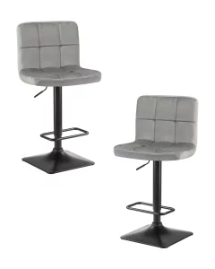 Набор 2 шт Стул барный DOBRIN DOMINIC, серый велюр (MJ9-75)