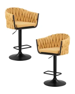 Набор 2 шт Стул барный DOBRIN LEON, жёлтая ткань (LAR 275-8)