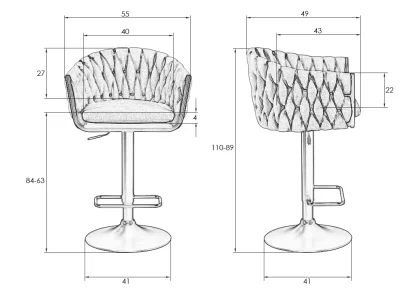 Набор 2 шт Стул барный DOBRIN LEON, жёлтая ткань (LAR 275-8) фото 12