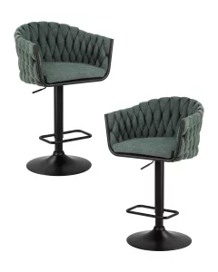 Набор 2 шт Стул барный DOBRIN LEON, зеленая ткань (LAR 275-23)