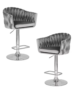 Набор 2 шт Стул барный DOBRIN MARCEL, серый велюр (MJ9-75)