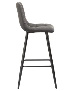 Набор 2 шт Стул барный DOBRIN NICOLE, черные матовые ножки, серая антрацитовая винтажная экокожа (RU-08) фото