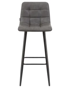 Набор 2 шт Стул барный DOBRIN NICOLE, черные матовые ножки, серая антрацитовая винтажная экокожа (RU-08) фото 7