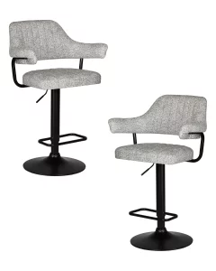 Набор 2 шт Стул барный DOBRIN CHARLY BLACK, светло-серый твид (LEO04)