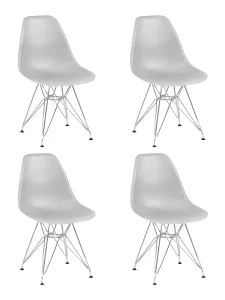 Набор 4 шт Стул обеденный DOBRIN DSR, ножки хром, цвет светло-серый (GR-01)