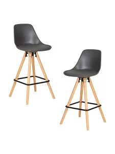 Набор 2 шт Стул полубарный DOBRIN RONNI, ножки светлый бук, тёмно-серый (GR-04)