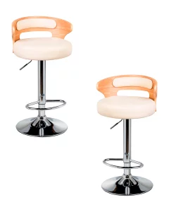 Набор 2 шт Стул барный DOBRIN FRED, натуральное дерево, кремовый фото 9