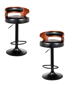 Набор 2 шт Стул барный DOBRIN FRED BLACK, коричневое дерево, чёрный фото 7