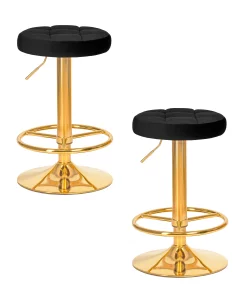 Набор 2 шт Табурет барный DOBRIN BRUNO GOLD, черный велюр (MJ9-101) фото 5