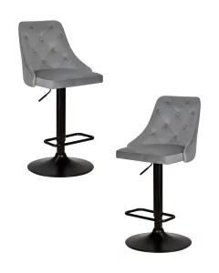 Набор 2 шт Стул барный DOBRIN JOSEPH BLACK, серый велюр (MJ9-75) фото 12