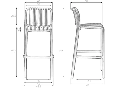 Набор 4 шт Стул барный DOBRIN CHLOE BAR, черный фото 11