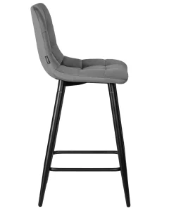 Набор 2 шт Стул полубарный DOBRIN OLIVIA, черные матовые ножки, темно-серый велюр (108-91) фото